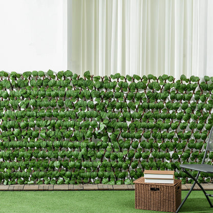 Set of 2 Artificial Hedge Trellis Expandable - Vegetal Canisse Windbreak Realistic foliage, indoor outdoor, 2 x 1 m