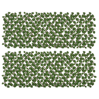 Set of 2 Artificial Hedge Trellis Expandable - Vegetal Canisse Windbreak Realistic foliage, indoor outdoor, 2 x 1 m