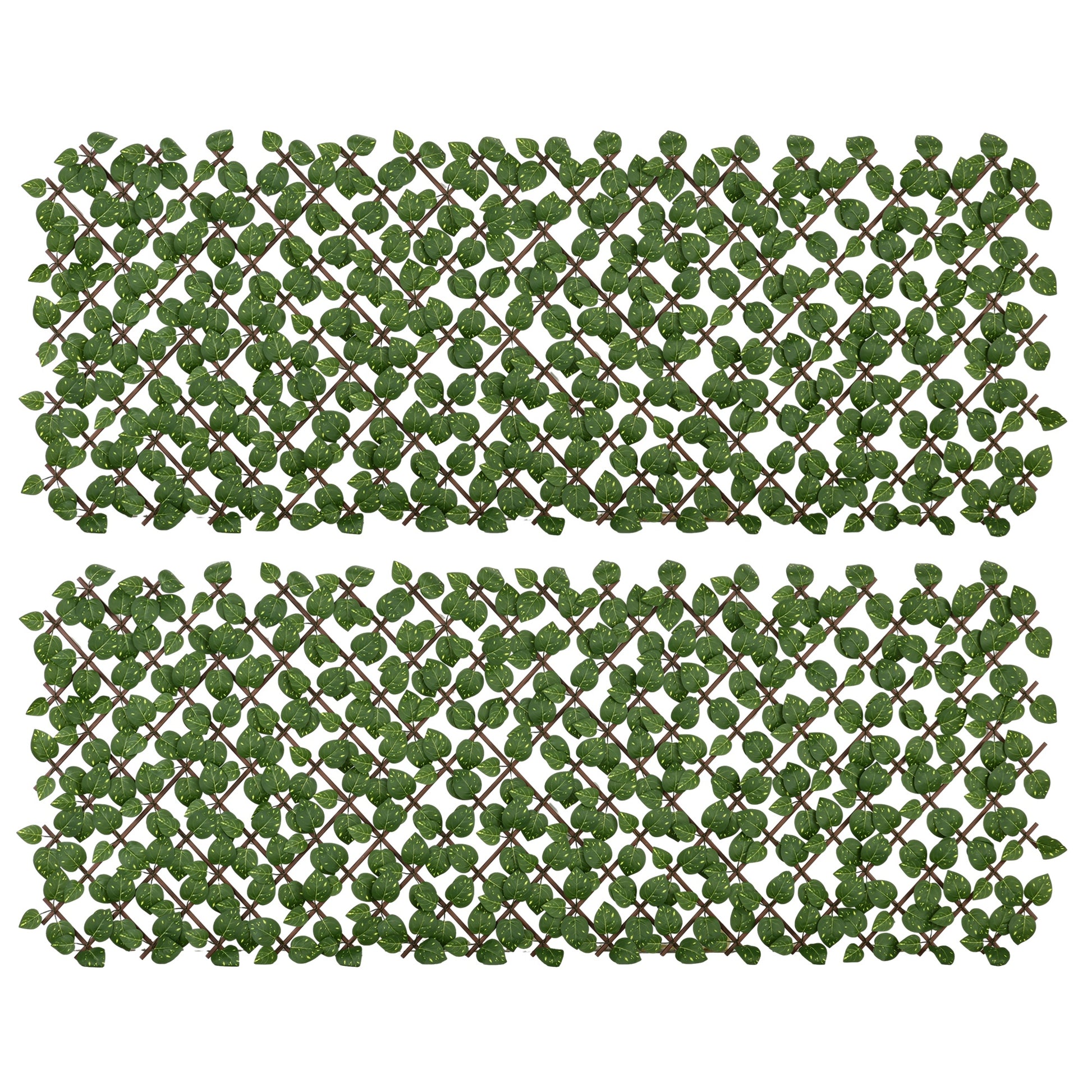Set of 2 Artificial Hedge Trellis Expandable - Vegetal Canisse Windbreak Realistic foliage, indoor outdoor, 2 x 1 m