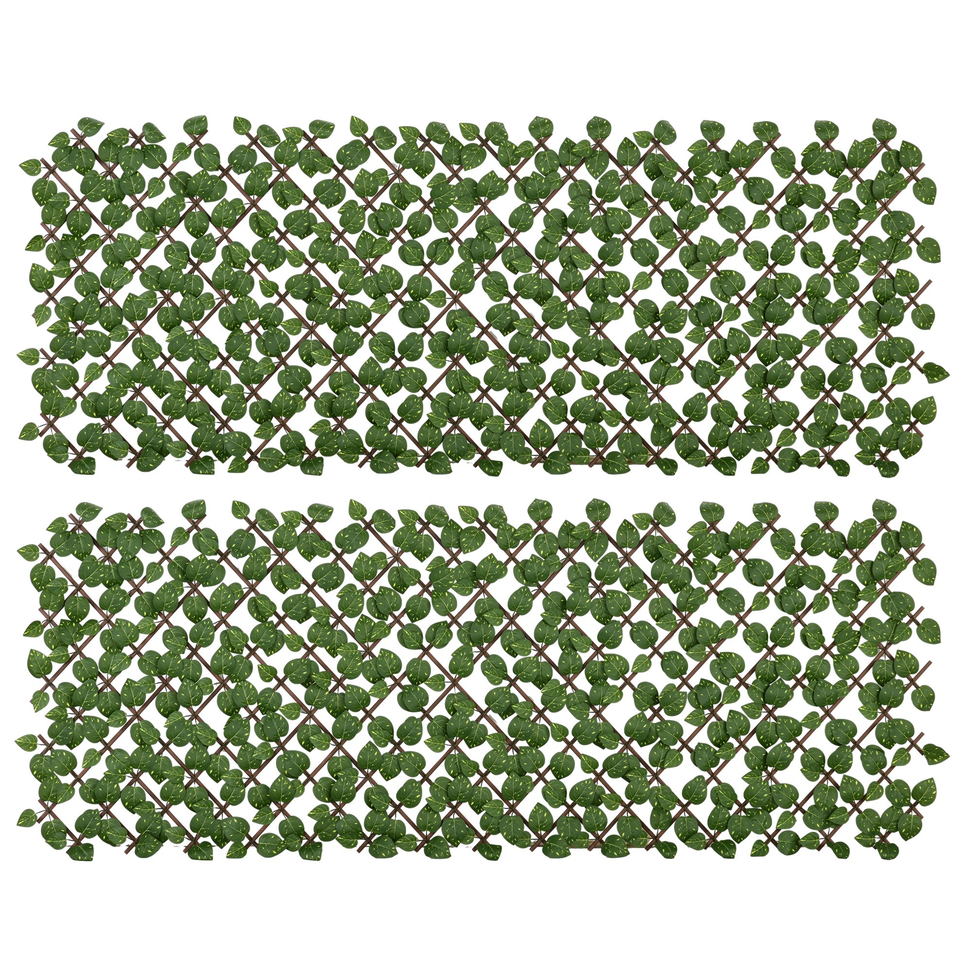Set of 2 Artificial Hedge Trellis Expandable - Vegetal Canisse Windbreak Realistic foliage, indoor outdoor, 2 x 1 m
