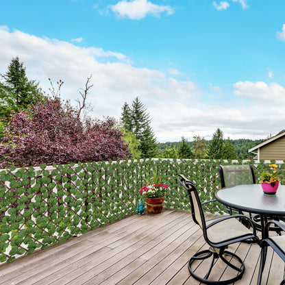 Set of 2 Artificial Hedge Trellis Expandable - Vegetal Canisse Windbreak Realistic foliage, indoor outdoor, 2 x 1 m