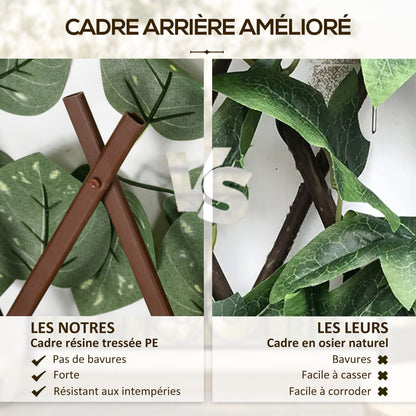 Set of 2 Artificial Hedge Trellis Expandable - Vegetal Canisse Windbreak Realistic foliage, indoor outdoor, 2 x 1 m