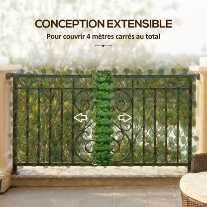 Set of 2 Artificial Hedge Trellis Expandable - Vegetal Canisse Windbreak Realistic foliage, indoor outdoor, 2 x 1 m