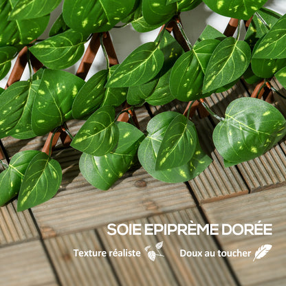 Set of 2 Artificial Hedge Trellis Expandable - Vegetal Canisse Windbreak Realistic foliage, indoor outdoor, 2 x 1 m