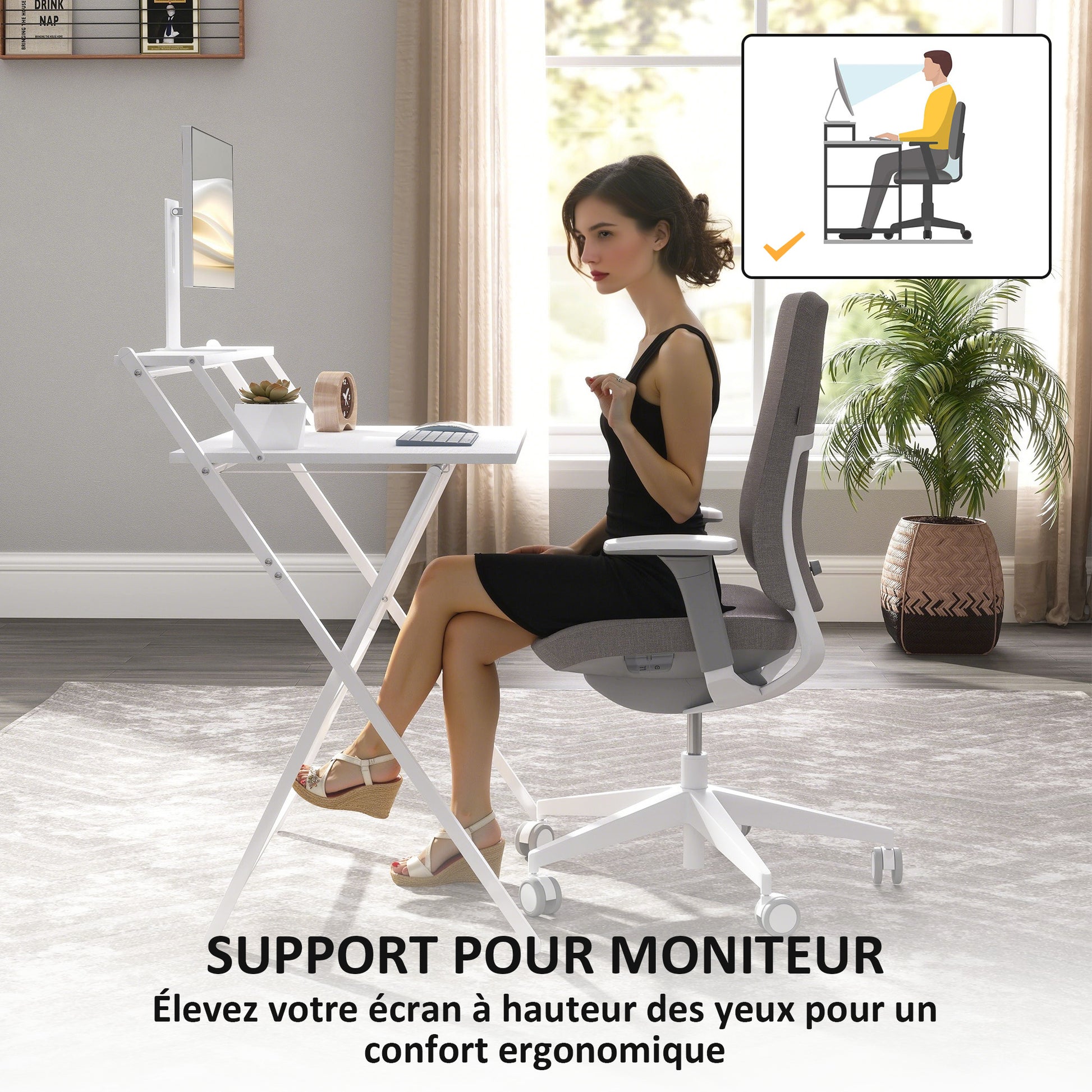 Folding Computer Desk 75.5 x 50 cm with Storage Shelf, Writing Table for Bedroom, Small Spaces, White