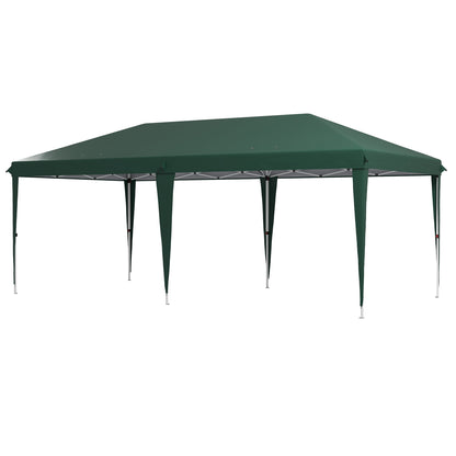 Folding Gazebo 6x3 m Canopy with 3 Adjustable Heights Anti-UV Awning and Carrying Bag for Camping Parties Green