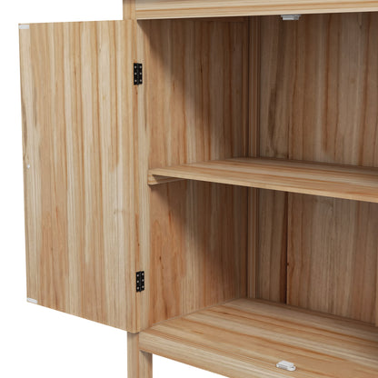 Garden Potting Table with Storage Cabinet and 2 Shelves, Galvanized Worktop, Non-Slip Rubber Feet, Fir Wood
