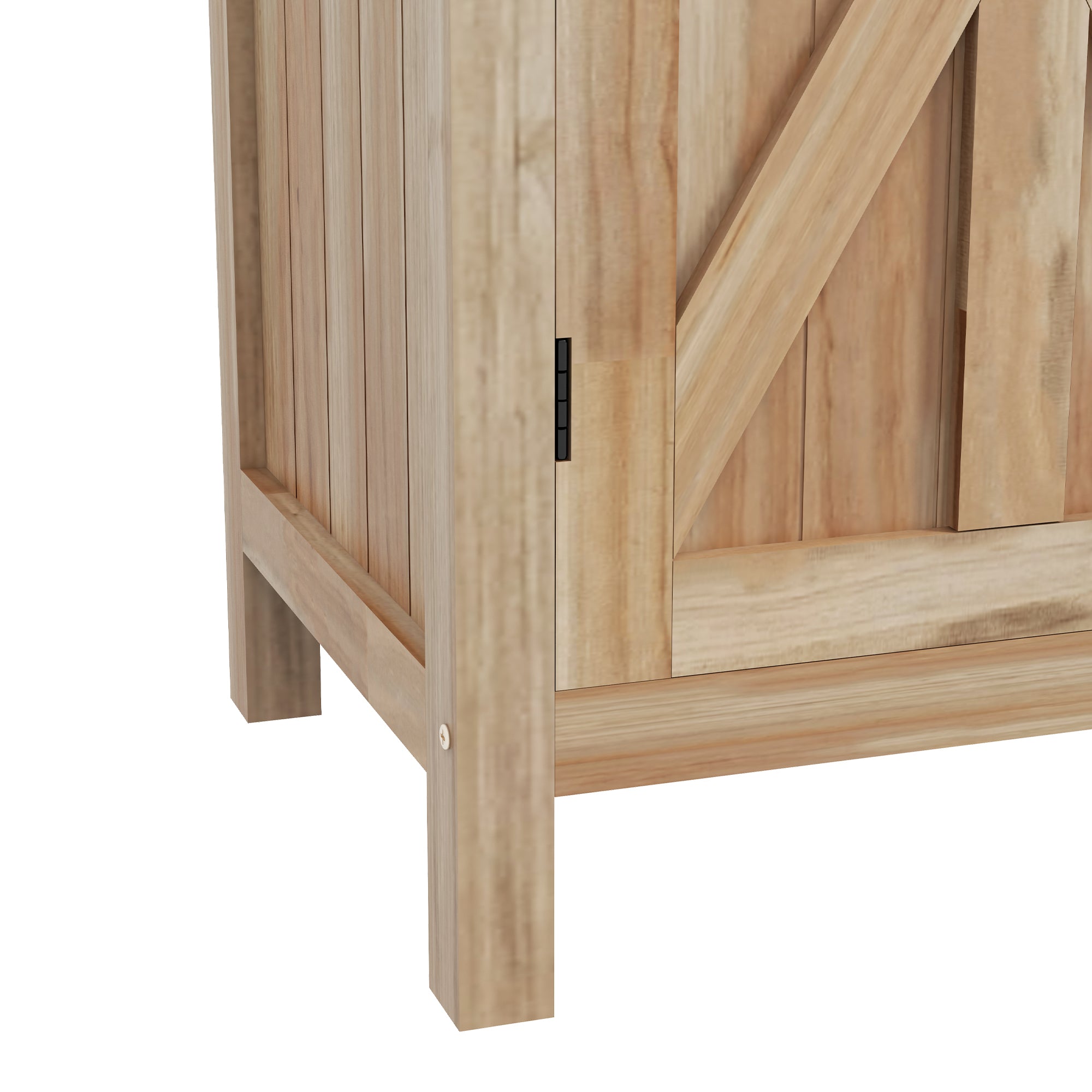 Garden Potting Table with Storage Cabinet and 2 Shelves, Galvanized Worktop, Non-Slip Rubber Feet, Fir Wood