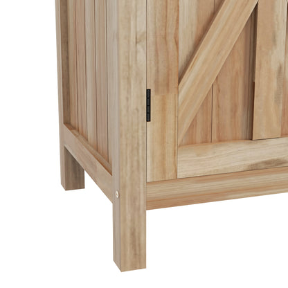 Garden Potting Table with Storage Cabinet and 2 Shelves, Galvanized Worktop, Non-Slip Rubber Feet, Fir Wood