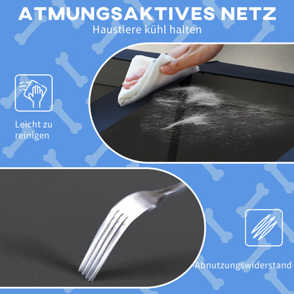 Elevated Dog Bed with Canopy, Pet Bed, Outdoor Dog Lounge with Roof, Breathable, for Small and Medium Dogs Dark Blue Oxford 106 x 76 x 94 cm