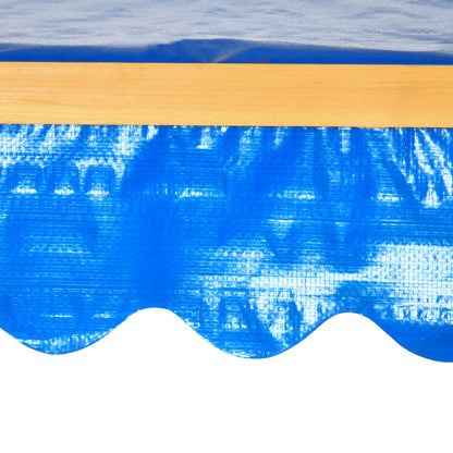 Sandbox with Roof, Wooden Sandpit with Playhouse, 133 x 129 x 137.5 cm Sandbox with Wheels for Children 3-8 Years, Garden, Natural