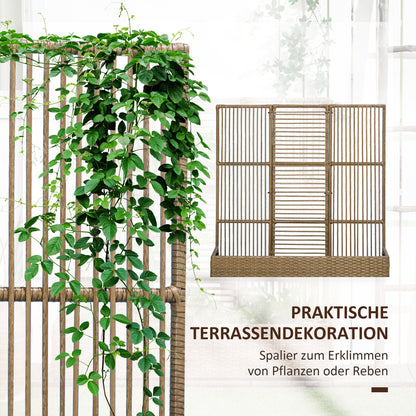 Raised Garden Bed with Trellis in Rattan-Optic Plant Box with Trellis for Climbing Plants Flower Box Flower Bed Planter Trellis Planter for Garden, Balcony, 103 x 103 x 29 cm Sand