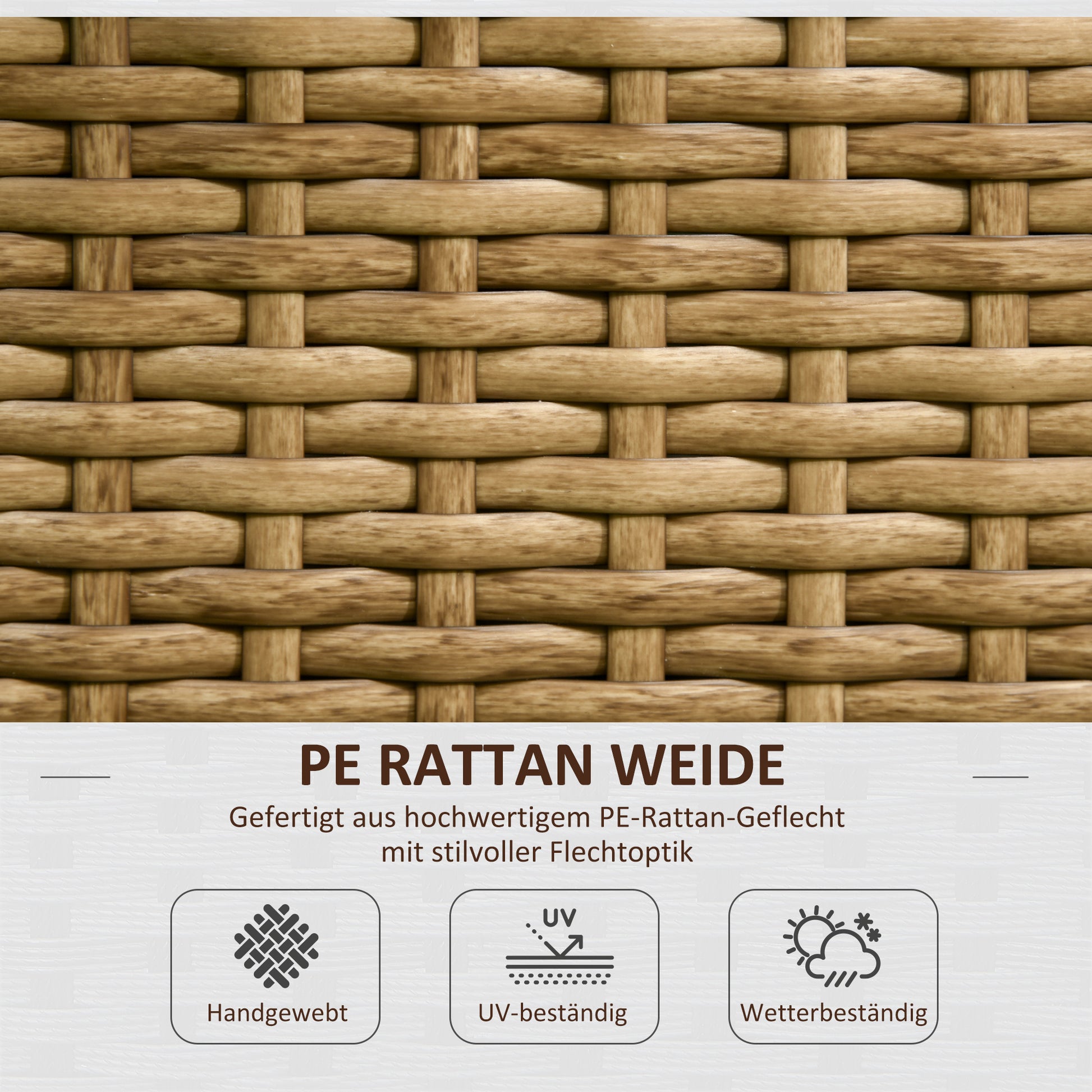 Raised Garden Bed with Trellis in Rattan-Optic Plant Box with Trellis for Climbing Plants Flower Box Flower Bed Planter Trellis Planter for Garden, Balcony, 103 x 103 x 29 cm Sand