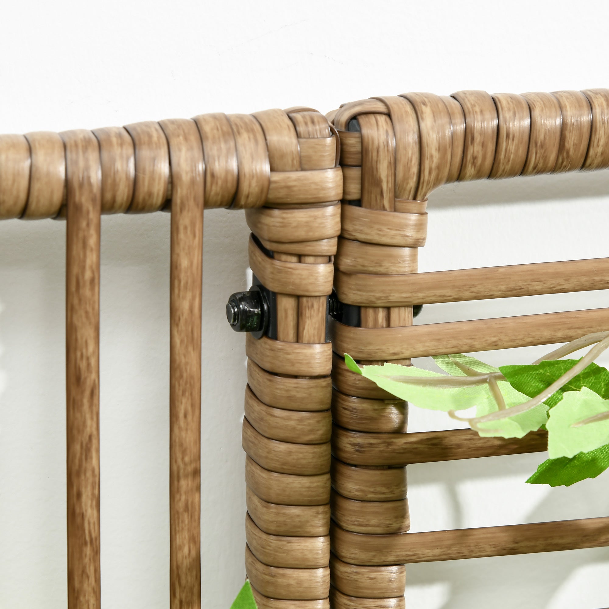Raised Garden Bed with Trellis in Rattan-Optic Plant Box with Trellis for Climbing Plants Flower Box Flower Bed Planter Trellis Planter for Garden, Balcony, 103 x 103 x 29 cm Sand