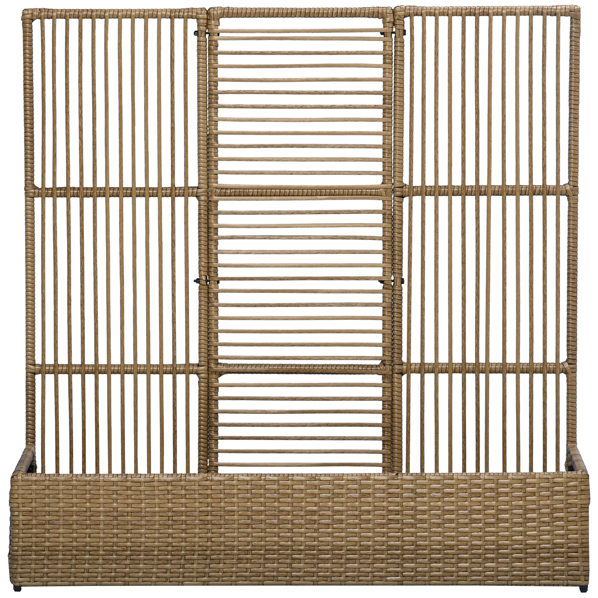 Raised Garden Bed with Trellis in Rattan-Optic Plant Box with Trellis for Climbing Plants Flower Box Flower Bed Planter Trellis Planter for Garden, Balcony, 103 x 103 x 29 cm Sand