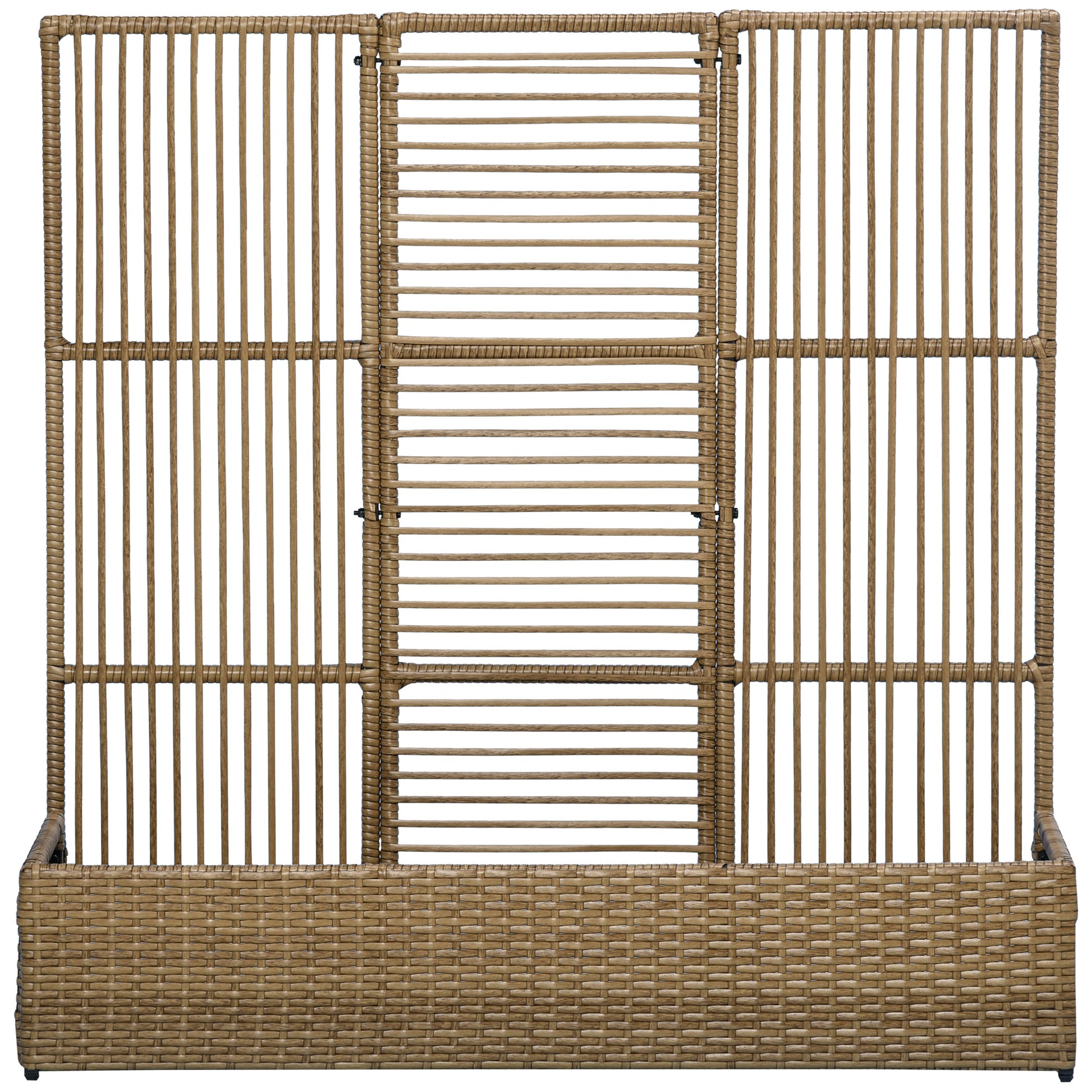 Raised Garden Bed with Trellis in Rattan-Optic Plant Box with Trellis for Climbing Plants Flower Box Flower Bed Planter Trellis Planter for Garden, Balcony, 103 x 103 x 29 cm Sand