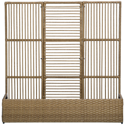 Raised Garden Bed with Trellis in Rattan-Optic Plant Box with Trellis for Climbing Plants Flower Box Flower Bed Planter Trellis Planter for Garden, Balcony, 103 x 103 x 29 cm Sand
