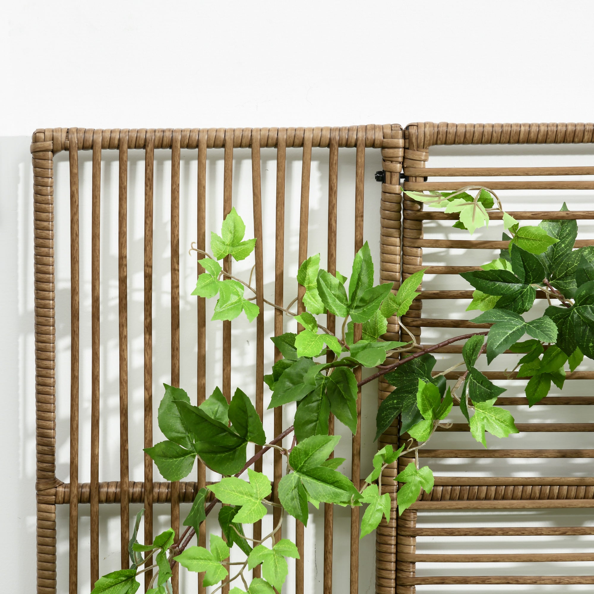 Raised Garden Bed with Trellis in Rattan-Optic Plant Box with Trellis for Climbing Plants Flower Box Flower Bed Planter Trellis Planter for Garden, Balcony, 103 x 103 x 29 cm Sand