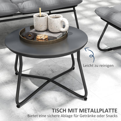 Garden Furniture Set for 4 People Weatherproof Balcony Furniture Set with 2-Seater Sofa, Armchair, Side Table Seat Cushion Outdoor Seating Group Steel Patio Furniture Garden Set for Garden Patio Balcony Gray