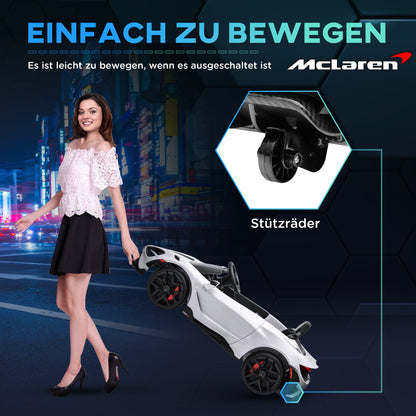 Kids Electric Car 12V McLaren 765LT Children's Car with 2.4G Remote Control, MP3 Music, Electric Vehicle with Horn, Lights, Gullwing Doors, Soft Start, 3-5 km/h, for 3-6 Years Kids, White