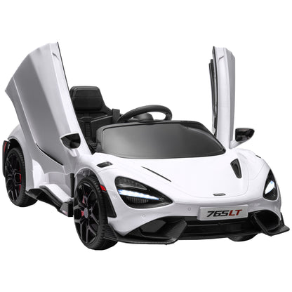 Kids Electric Car 12V McLaren 765LT Children's Car with 2.4G Remote Control, MP3 Music, Electric Vehicle with Horn, Lights, Gullwing Doors, Soft Start, 3-5 km/h, for 3-6 Years Kids, White