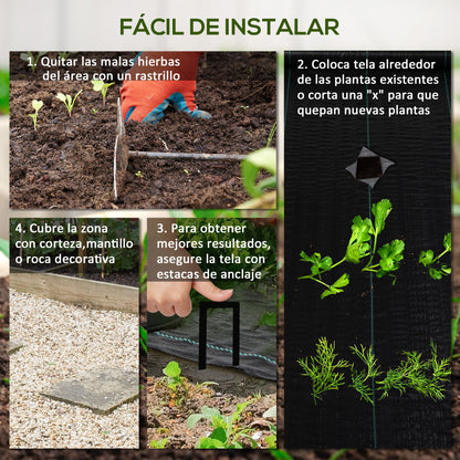 Weed Control Fabric Weed Barrier 2x25m Geotextile Mesh 60 g/m² for Weed and Weed Control Garden Weed Control Fabric Roll Black