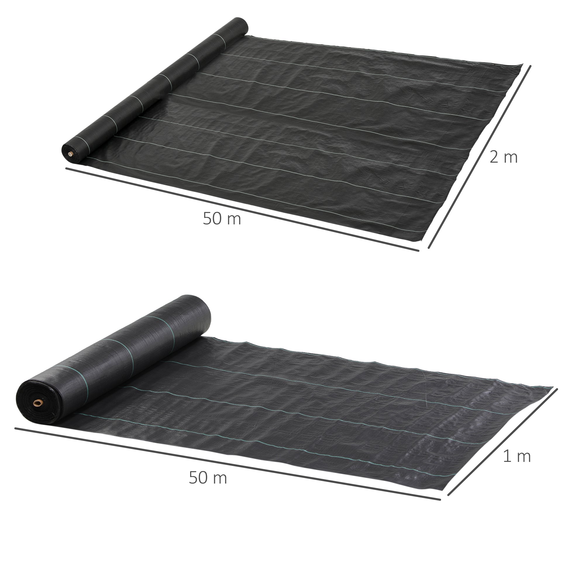 Weed Control Fabric Weed Barrier 2x25m Geotextile Mesh 60 g/m² for Weed and Weed Control Garden Weed Control Fabric Roll Black