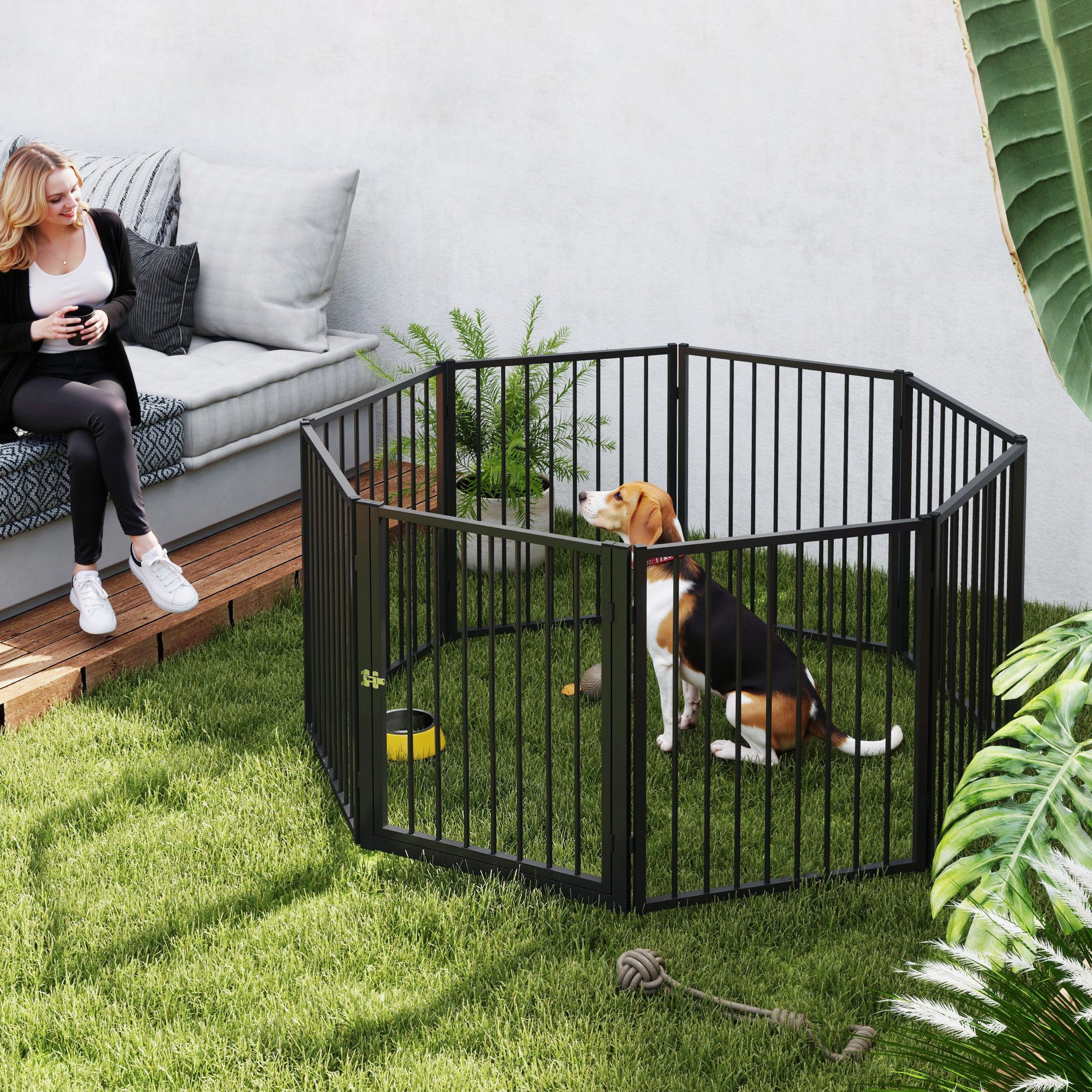 Dog Park Dog Fences 8 Panels 60x76 cm Small and Medium Steel Corral for Indoor and Outdoor Black