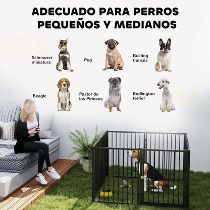 Dog Park Dog Fences 8 Panels 60x76 cm Small and Medium Steel Corral for Indoor and Outdoor Black