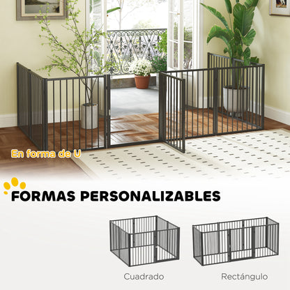 Dog Park Dog Fences 8 Panels 60x76 cm Small and Medium Steel Corral for Indoor and Outdoor Black