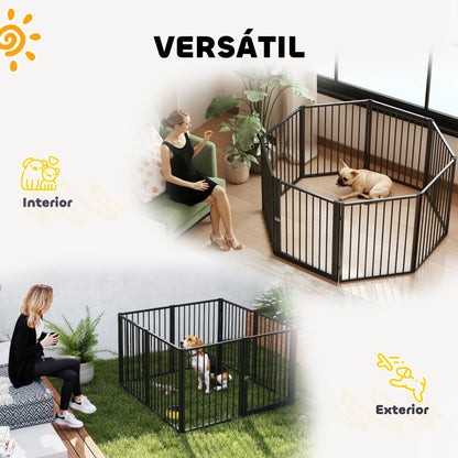 Dog Park Dog Fences 8 Panels 60x76 cm Small and Medium Steel Corral for Indoor and Outdoor Black