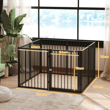 Dog Park Dog Fences 8 Panels 60x76 cm Small and Medium Steel Corral for Indoor and Outdoor Black