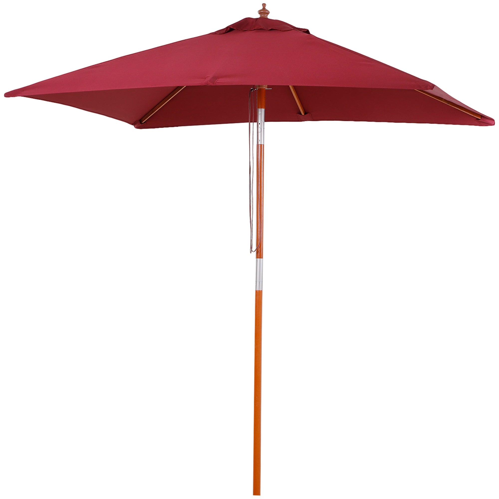 Parasol 200 x 150 x 235 cm Tiltable Garden Umbrella 3-stage adjustable rectangular Beach Umbrella water-repellent and UV-resistant for Beach Balcony Terrace Garden Wine Red