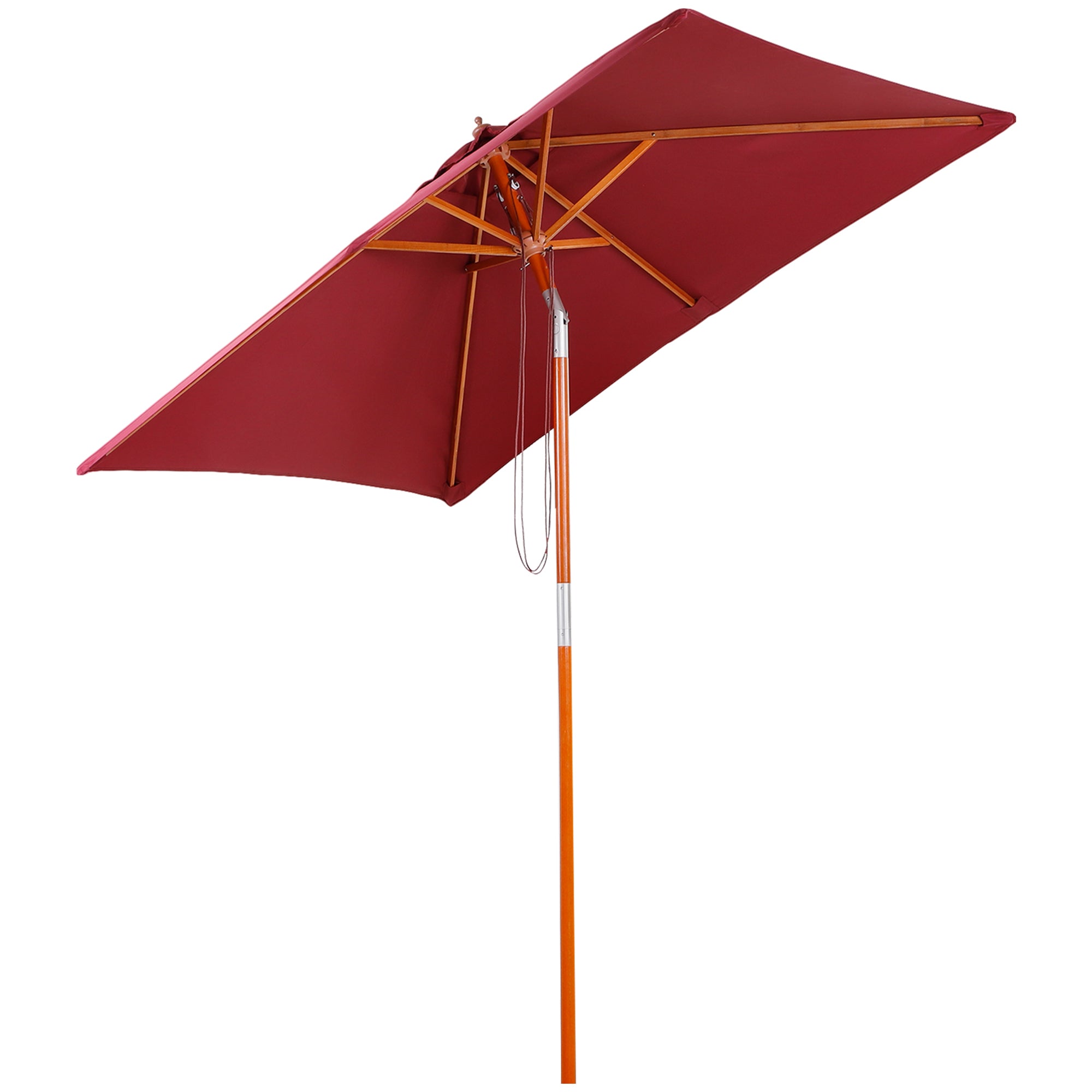 Parasol 200 x 150 x 235 cm Tiltable Garden Umbrella 3-stage adjustable rectangular Beach Umbrella water-repellent and UV-resistant for Beach Balcony Terrace Garden Wine Red