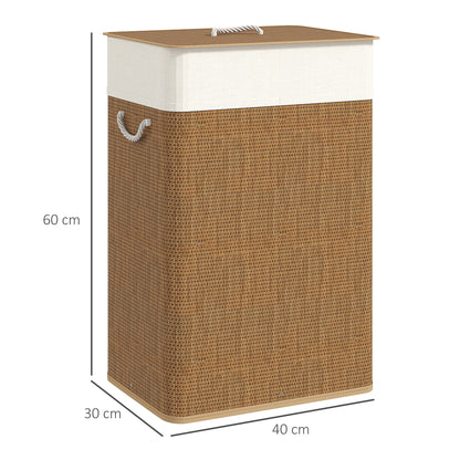 Bamboo Laundry Basket with Lid 72L Laundry Collector with Rope Handles, Removable Laundry Bag, Laundry Baskets Laundry Sorter for Laundry Room Bedroom Bathroom Brown