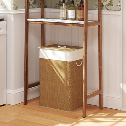 Bamboo Laundry Basket with Lid 72L Laundry Collector with Rope Handles, Removable Laundry Bag, Laundry Baskets Laundry Sorter for Laundry Room Bedroom Bathroom Brown
