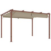 Pergola approx. 3x4m Garden Pavilion with Magnetic Pad, Aluminum Terrace Roof, Garden Pavilion with Adjustable Roof, Freestanding, UV Protection 30+, for Terrace and Garden, Natural Wood