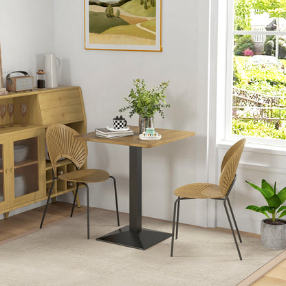 28 in Square Dining Table for 2 — Wood‑Look Top & Black Steel Base, Small Modern Kitchen Table, Dark Brown