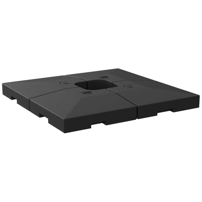 4 x Umbrella Weight Umbrella Stand Fillable with Sand Water HDPE Plastic Black Dimensions per Element 51 x 51 x 12 cm up to 130 kg