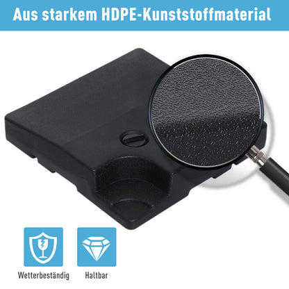 4 x Umbrella Weight Umbrella Stand Fillable with Sand Water HDPE Plastic Black Dimensions per Element 51 x 51 x 12 cm up to 130 kg