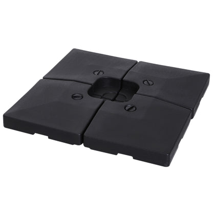 4 x Umbrella Weight Umbrella Stand Fillable with Sand Water HDPE Plastic Black Dimensions per Element 51 x 51 x 12 cm up to 130 kg
