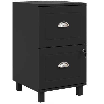 Office File Cabinet with 2 Drawers Lockable Filing Cabinet for Desk with Hanging Folders for A4 and Letter 40x41.5x67.5 cm Black