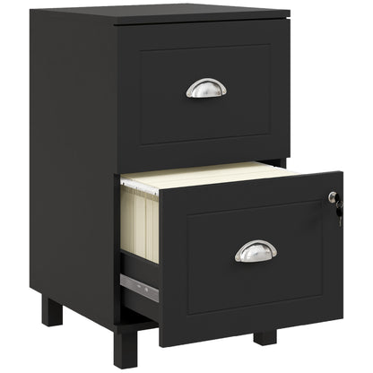 Office File Cabinet with 2 Drawers Lockable Filing Cabinet for Desk with Hanging Folders for A4 and Letter 40x41.5x67.5 cm Black