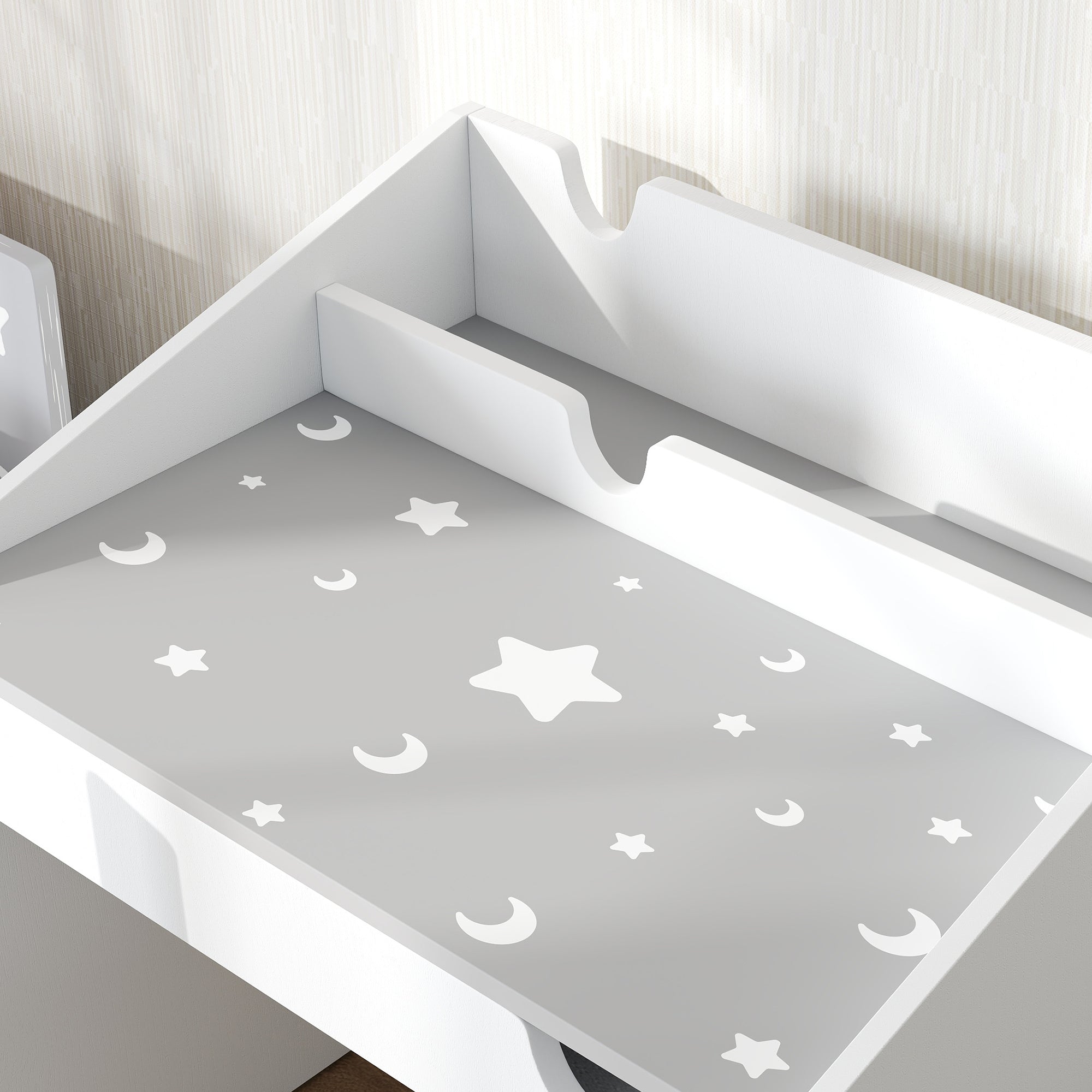 Kids Desk and Chair Set for +3 Years Old Children Children's Desk with Removable Drawer and Compartment for Bedroom Study Room Gray and White