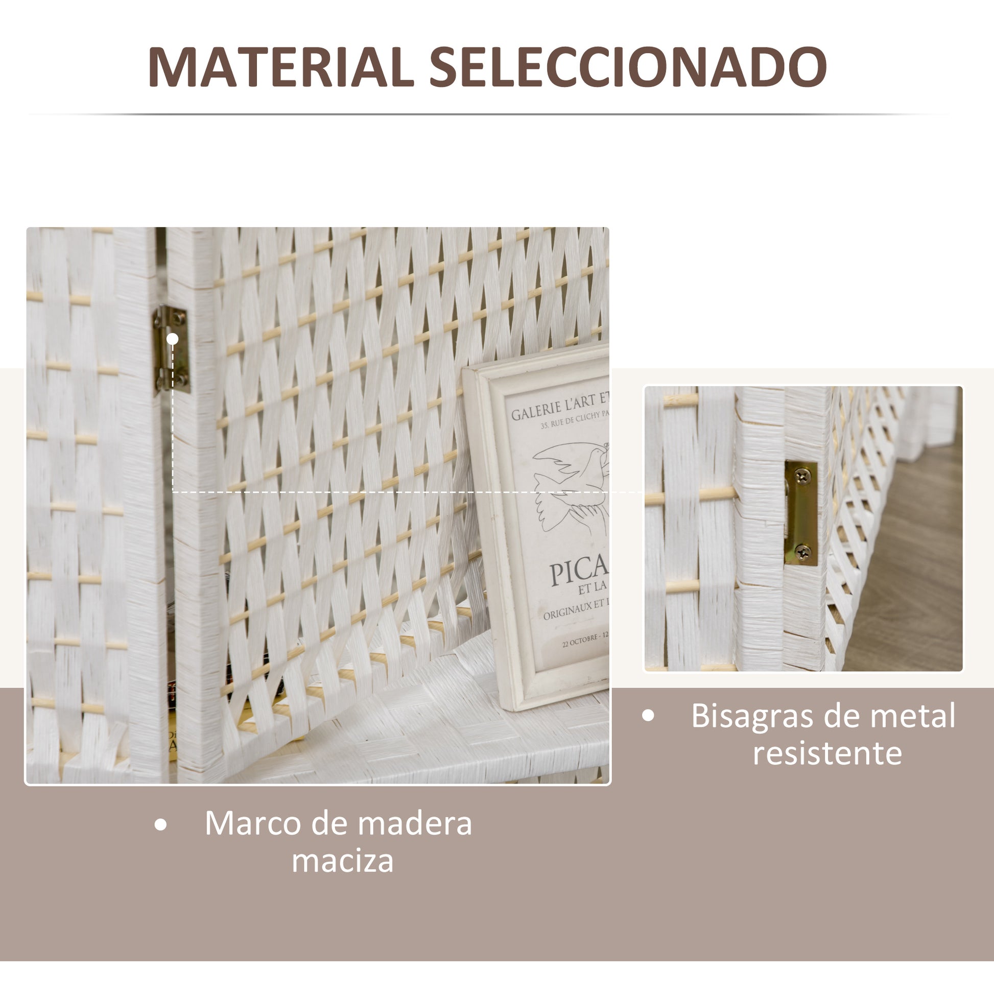 4-Panel Folding Room Divider 181x180 cm Room Separator with Shelves Decoration Partition for Bedroom Living Room Kitchen White
