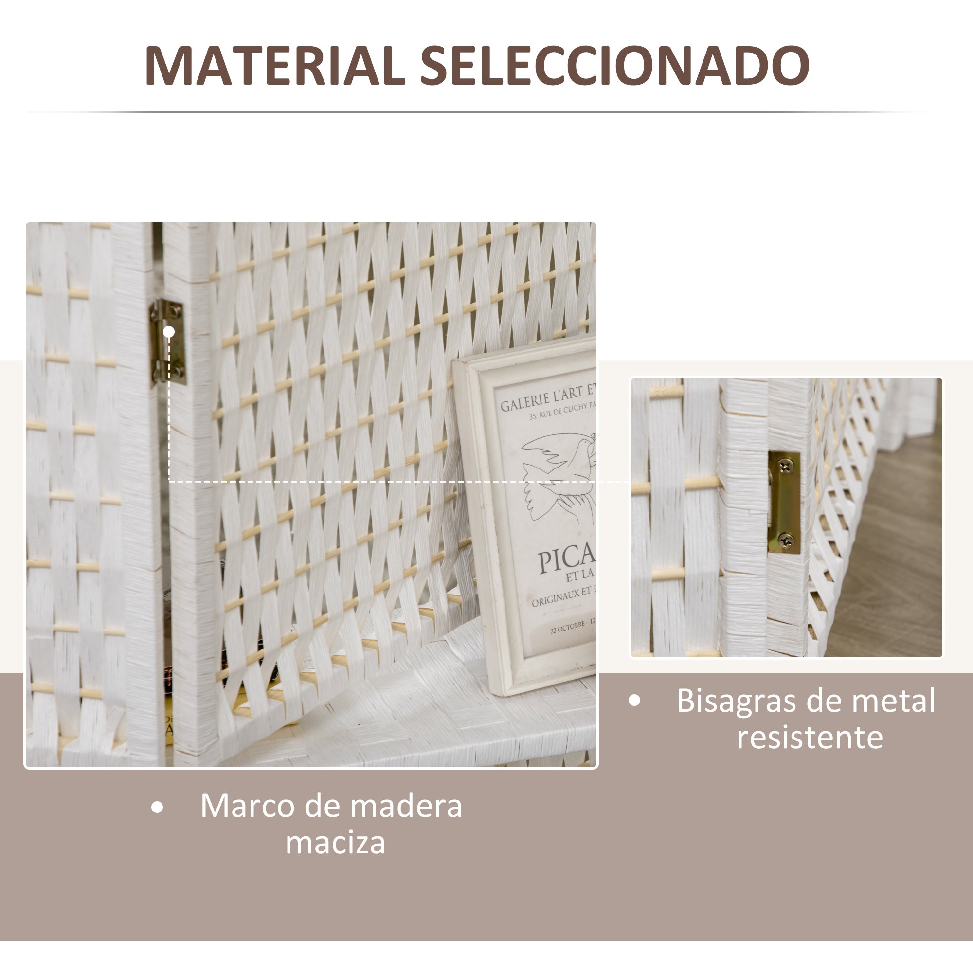 4-Panel Folding Room Divider 181x180 cm Room Separator with Shelves Decoration Partition for Bedroom Living Room Kitchen White