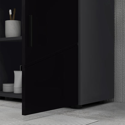Under Sink Cabinet with 2 Doors, Bathroom Under Sink Storage Cabinet with Adjustable Shelf, for Sinks with or Without a Pedestal, 60x30x60cm, Black and Dark Gray