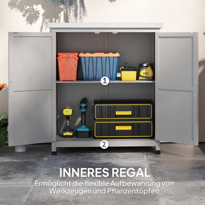 Garden Cabinet Wood Outdoor Weatherproof Equipment Shed with Worktop, Double Door, Shelf, Storage Cabinet Multipurpose Cabinet for Garden, Terrace 79 x 43 x 92 cm Gray
