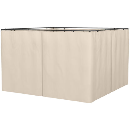 Side Wall 4-piece Set for 3x3m Pavilion Side Panels with Hooks 302 x 205 cm Waterproof Stable Winterproof Side Panel Walls for Party Tent Garden Gazebo Beige