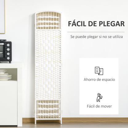 6 Panel Room Divider Folding Screen 95.28x66.93 inches Paper Fiber and Poplar Wood Frame Elegant Decoration for Bedroom Living Room White